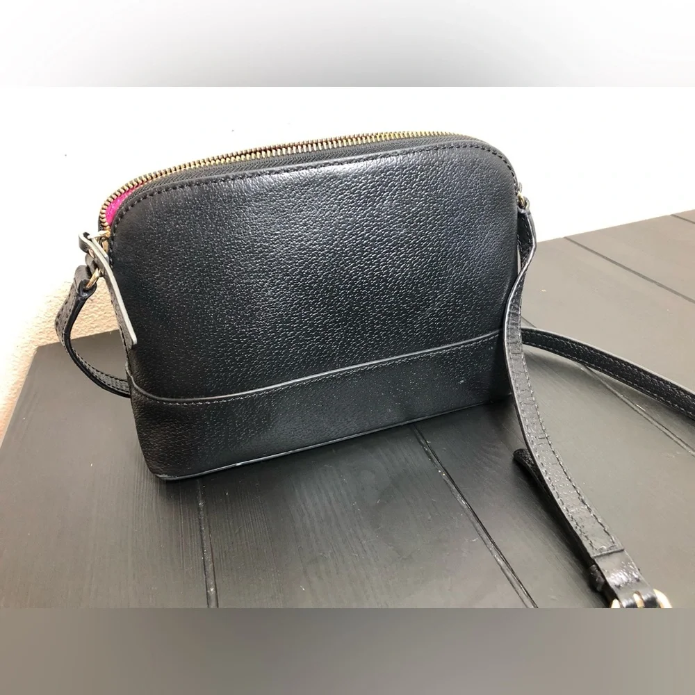 kate spade Black Pebbled Leather Dome Crossbody with Gold-Tone Logo